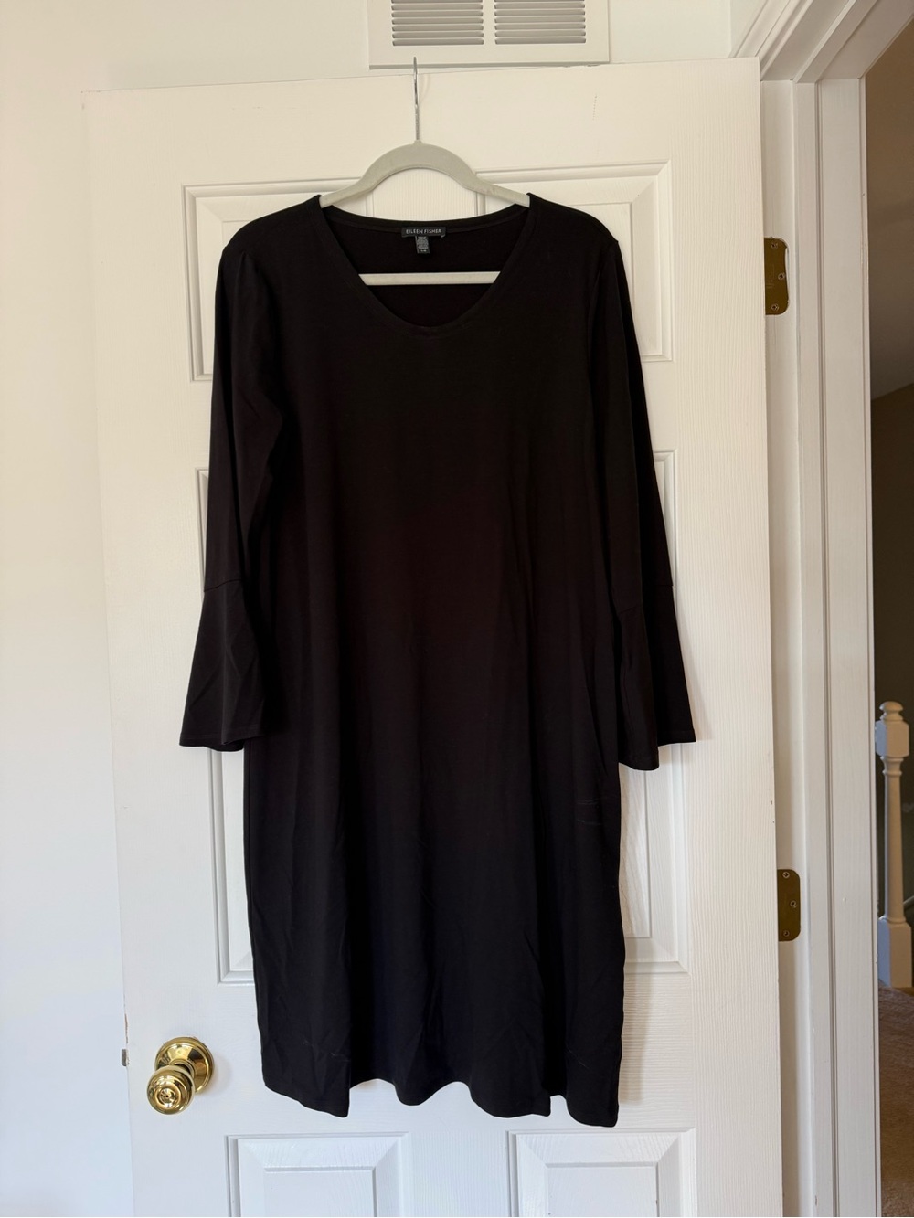 Eileen Fisher Black bell-Sleeve Shift Dress